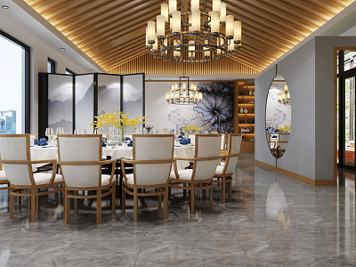 New Chinese Private Room Restaurant Private Room 3d model