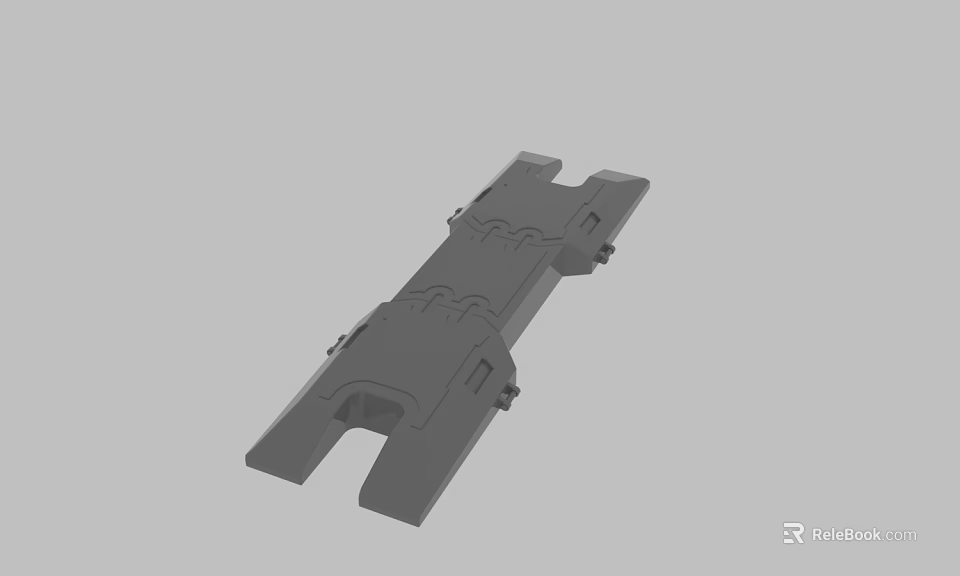 Mechanical Structural Component 3D Model Design With Gray Background Elongated Shape And Protruding Sections 3d model 