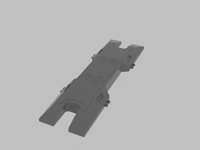 Mechanical Structural Component 3D Model Design With Gray Background Elongated Shape And Protruding Sections 3d model