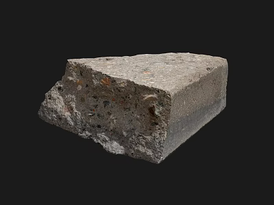 Natural Stone and Wood Composite Block with Rough Texture and Embedded Pebbles 3d model