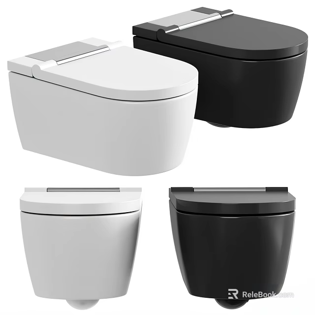 Modern Toilet Design In White And Black Colors With Sleek Contemporary Styling 3d model 