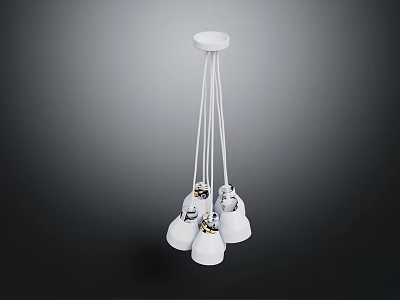 Modern White Chandelier With Multiple Pendant Lights For Home Interior Lighting 3d model