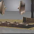 Traditional Percussion Music Equipment With Wooden Frame Hanging Gongs Tray Bowls And Drum