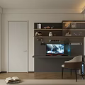 Modern Bedroom Interior Design With Gray Bed White Wardrobe Wooden Floor And Green Plant