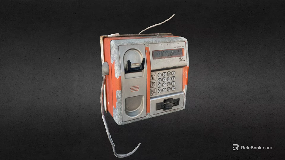 Vintage Coin Operated Telephone With Keypad Handset And Retro Design Features 3d model 