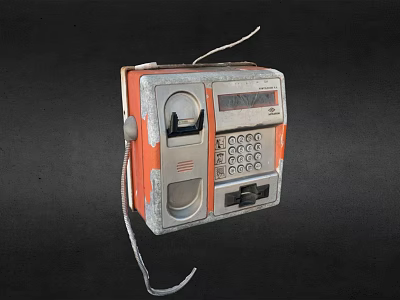 Vintage Coin Operated Telephone With Keypad Handset And Retro Design Features 3d model