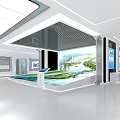 Modern Exhibition Hall Interior With Display Stand Large Screen And Information Panels 3d model