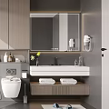 Modern Bathroom Interior Design With Glass Shower Toilet Vanity Mirror And Gray Tiles