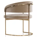 Modern Beige Velvet Accent Chair With Gold Metal Frame And Curved Armrest Design