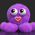Cute Purple Fluffy Octopus Toy With Big Eyes And Heart Shaped Mouth