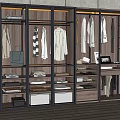 Modern Walk-in Closet Design with Hanging Clothes Folded Clothes on Shelves and Storage Boxes