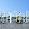 Iron gate factory gate double fire passage gate entrance gate 3d model