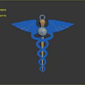 Fashionable Golden Clothing Accessory With Wing Design And Pearl Center Caduceus Inspired Brooch