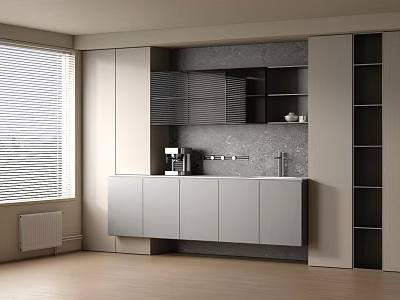 Modern Kitchen Cabinets In Minimalist Interior Space 3d model