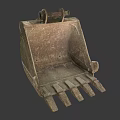 Old Excavator Bucket With Worn Metal Surface And Toothed Bottom Structure 3d model
