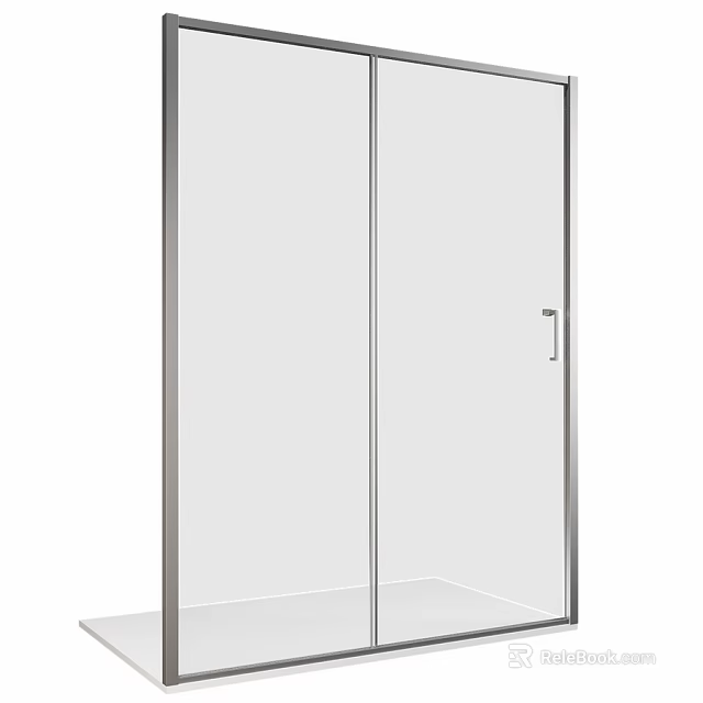 Modern Shower Sauna Glass Enclosure With Silver Frame And Handle Design 3d model 