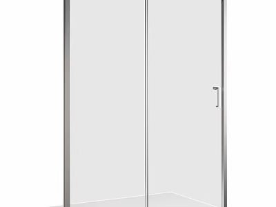 Modern Shower Sauna Glass Enclosure With Silver Frame And Handle Design 3d model