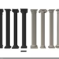 Various Decorative Columns with Different Styles in Black and White Colors 3d model