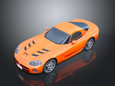 Orange Sports Car with Streamlined Body Black Roof and Shiny Wheels on Dark Background 3d model