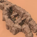 Stunning Red Rock Natural Arch Landscape with Serene Pond and Rocky Cliffs
