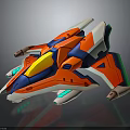 Vibrant Futuristic Spaceship Model Showcasing Cosmic Aerodynamic Design And Colorful Details