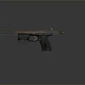 Tactical Custom Weapon Pistol With Silver Barrel Gold Accents And Brown Grip
