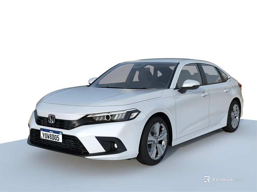 White Honda Sedan With Modern Sleek Exterior And Stylish Headlights 3d model 
