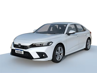 White Honda Sedan With Modern Sleek Exterior And Stylish Headlights 3d model