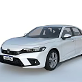 White Honda Sedan With Modern Sleek Exterior And Stylish Headlights
