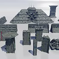 Futuristic Urban Building Complex With Diverse Tower Structures And Unique Designs 3d model
