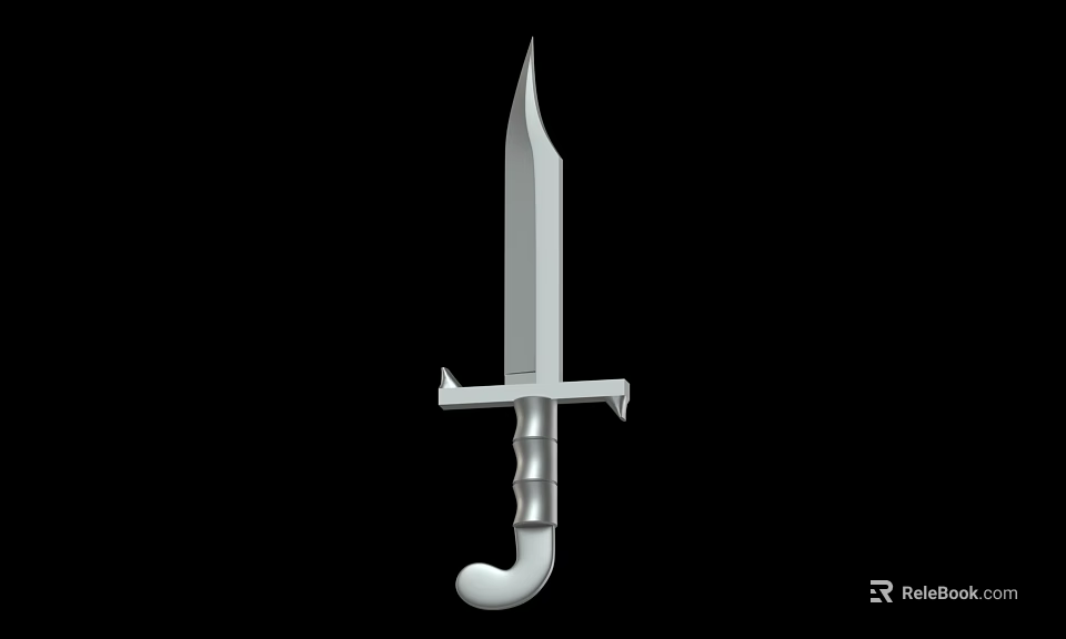 Classic Silver Dagger Weapon Design With Sharp Blade And Textured Handle 3d model 