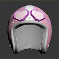 Cute Pink Helmet With Heart Shaped Goggles And White Star Patterns