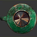 Handcrafted Green Glazed Ceramic Vase Sculpture Carving With Handle And Artistic Design