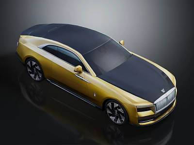Luxury Golden Coupe Car With Black Roof Streamlined Design And Alloy Wheels 3d model