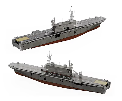 Two Modern Warships Featuring Upper Deck Superstructure And Antenna Systems 3d model
