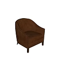 Modern Brown Leather Single Sofa With Stitching Detail And Wooden Legs