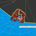 Scenic Landscape With Blue Water Rocky Terrain Blue Slide Red Buoys And Small Structures