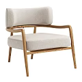 Modern Accent Chair With Beige Linen Upholstery Solid Oak Frame And Minimalist Design