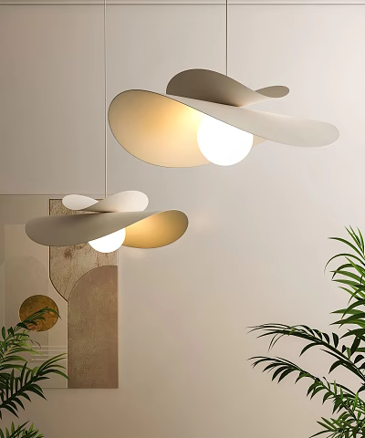 Modern Pendant Light With Curved Leaf Shaped Shades And Soft Warm Glow For Interior Decoration 3d model