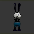 Cartoon Rabbit Figure with Long Blue Ears White Face Blue Shorts and Blue Shoes