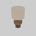 Elegant Table Lamp With White Lampshade And Glossy Spherical Bronze Metal Base