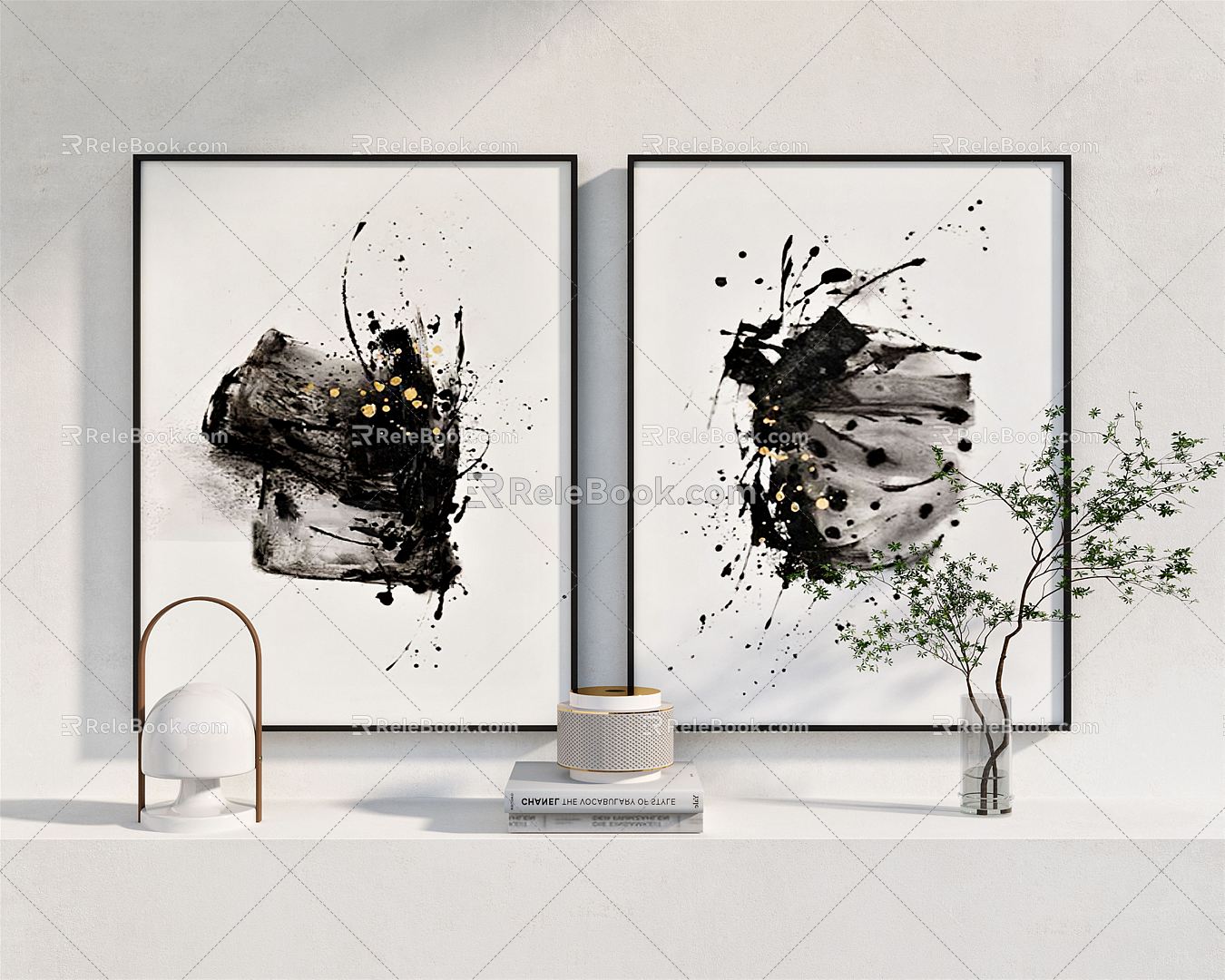 New Chinese abstract painting decorative painting 3d model