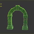 Scenic Green Brick Archway View Against Gray Background With Smooth Reflection 3d model