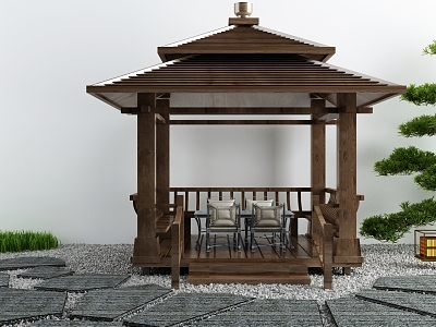 New Chinese style pavilion courtyard leisure pavilion 3d model