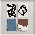 Modern Abstract Wall Art With Black White Blue Brown Geometric Patterns And Textures 3d model