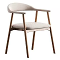 Modern Dining Chair With Wooden Frame And Light Gray Upholstered Seat Armrests