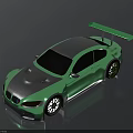 BMW Green And Silver Sports Car With Rear Spoiler Shiny Exterior 3D Rendered Design