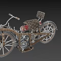 Vintage Motorcycle With Classic Design Leather Seat And Metal Frame Details