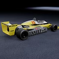 Renault Yellow And White Racing Car Model With ELF Logo And Detailed Design