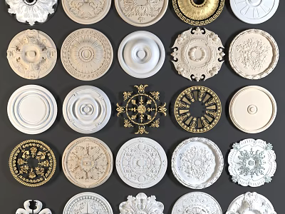 Various Decorative Ceiling Medallions With Ornate Patterns And Different Styles 3d model
